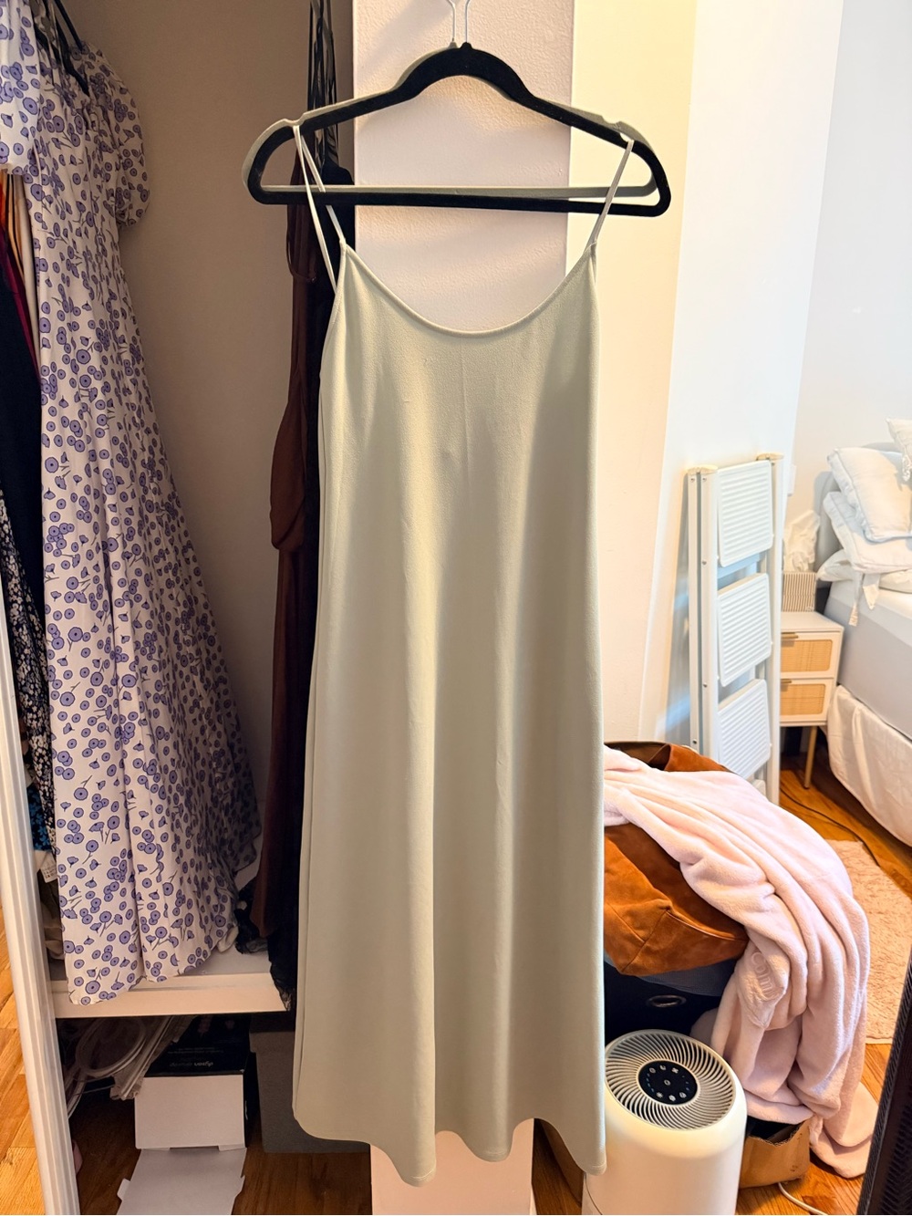 Zara Light Sage Slip Midi Dress